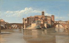 The Island and Bridge of San Bartolomeo, Rome, 1825/1828. Creator: Jean-Baptiste-Camille Corot.