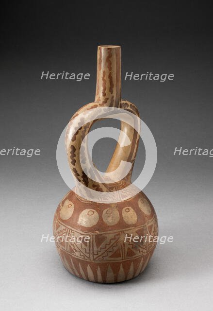Stirrup Spout Vessel with Geometric Motifs, 100 B.C./A.D. 500. Creator: Unknown.