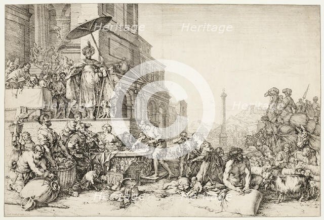 Joseph Distributing Grain to Egypt, 1644. Creator: Bartholomeus Breenbergh.