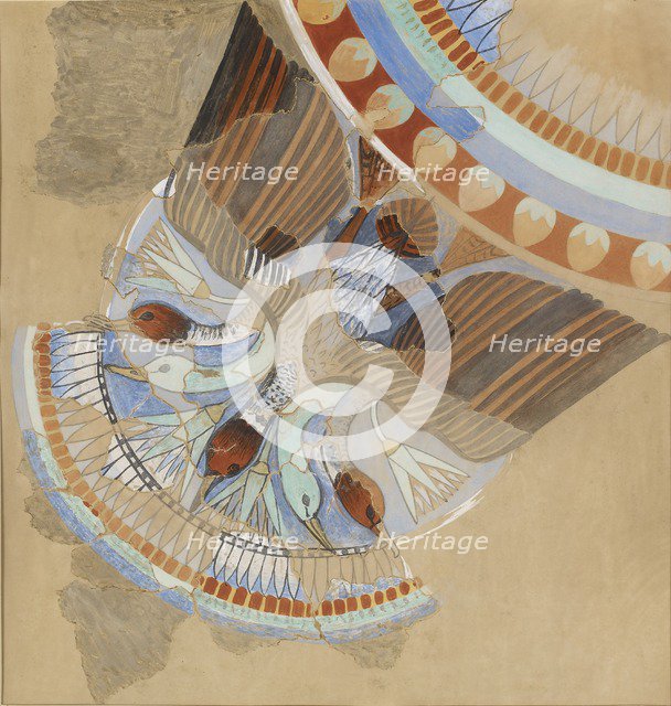 Copy of wall painting, a house, Amarna, swag of geese, 20th century. Artist: Anna (Nina) Macpherson Davies.