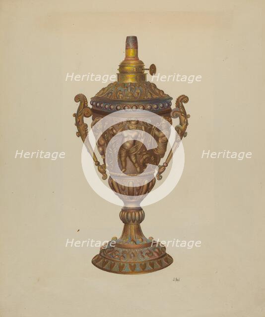 Ornamental Oil Lamp, c. 1940. Creator: Joseph L. Boyd.