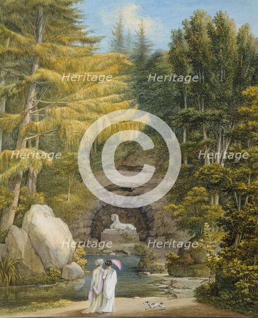 Grotto of the Sphinx in the park at Weimar, 1801. Creator: Georg Melchior Kraus.