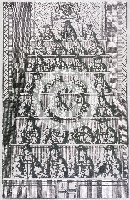 View of the Lord Mayor and court of Aldermen, depicted in 1681, (c1950). Artist: Anon