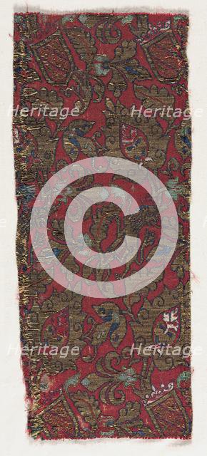 Lampas with undulating vines and lions, late 1400s - early 1500s. Creator: Unknown.