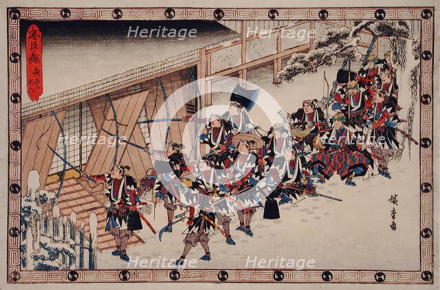 Act XI Second Episode: Ronin Breaking into the Inner Building of..., between c1835 and c1839. Creator: Ando Hiroshige.