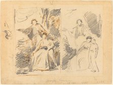 Two Studies for a Portrait of the Warren Family, c. 1768. Creator: George Romney.