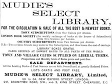 Advertisement for Mudie’s Select Library, 1890. Creator: Unknown.