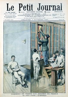 Cell and library at the prison at Fresnes, 1907. Artist: Unknown