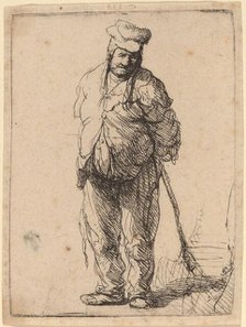 Ragged Peasant with His Hands behind Him, Holding a Stick, c. 1630. Creator: Rembrandt Harmensz van Rijn.