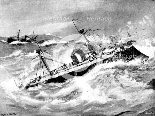 The Spanish war-ship "Reina Regente," reported lost near the Straits of Gibraltar, 1895. Creator: George Meisenbach.