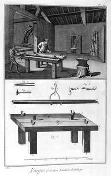 A forge, splitting mill trussing, 1751-1777. Artist: Denis Diderot 