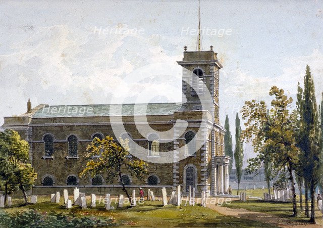 Church of St Matthew, Bethnal Green, London, 1817. Artist: George Shepherd