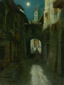 Night Watch in the Old Town (Zell am See?), 1880-1900. Creator: Eduard Majsch.
