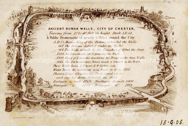 Ancient Roman walls, city of Chester, 1905. Artist: Unknown
