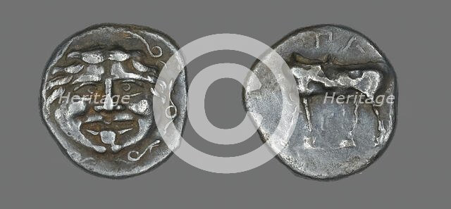 Hemidrachm (Coin) Depicting a Bull, about 400 BCE and later. Creator: Unknown.