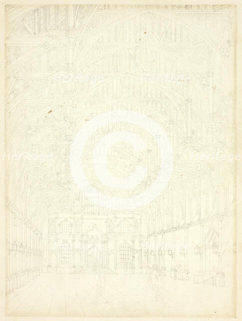 Study for Westminster Hall, from Microcosm of London, c. 1809. Creator: Augustus Charles Pugin.