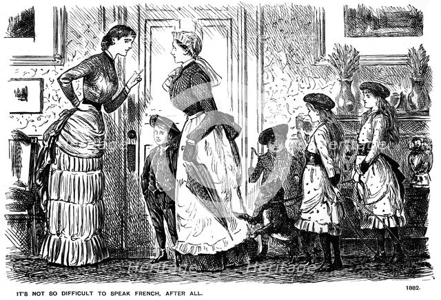 'It's not so difficult to speak French, after all', 1882 (1891).  Artist: George du Maurier