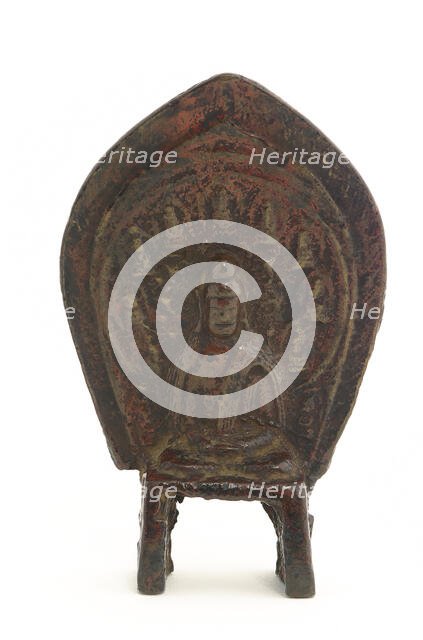 Relief statuette of seated Buddha with nine miniature Buddhas..., Period of Division, 5th century. Creator: Unknown.