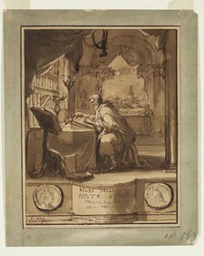 Aulus Gellius Finishing "The Attic Nights", c1706. Creator: Jan Goeree.