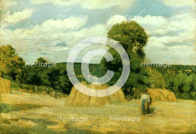 'Harvest at Montfoucault', 1876. Artist: Camille Pissarro