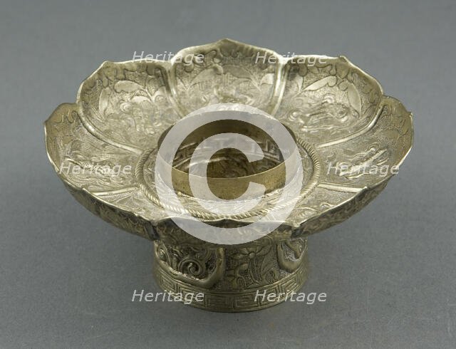 Lotus-Shaped Altar Bowl Stand, 18th century. Creator: Unknown.