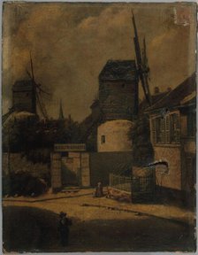 Moulin de la Galette and Moulin Blutefin, Montmartre, 18th arrondissement, c1855 — 1865. Creator: Arsene Desire d' Haussy.