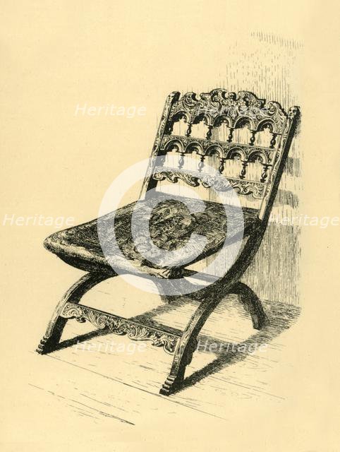 'Folding-Chair, Walnut Wood', 16th-17th centuries?, (1881).  Creator: Frederick Albert Slocombe.