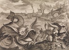Jonah Cast on Shore by the Fish, ca. 1585. Creators: Antonius Wierix, Hieronymous Wierix.