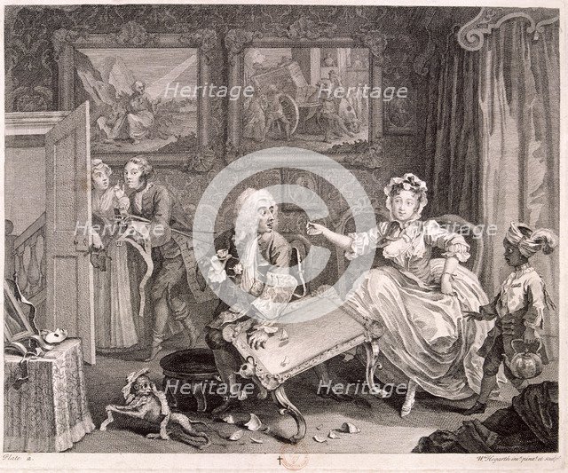 'In high keeping by a Jew', plate II of The Harlot's Progress, 1732. Artist: William Hogarth