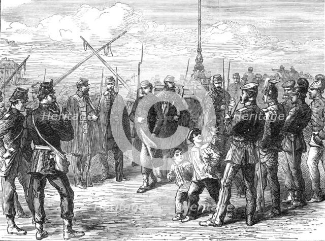 The Germans in Paris: the line of demarcation, Pont de la Concorde, 1871. Creator: Unknown.