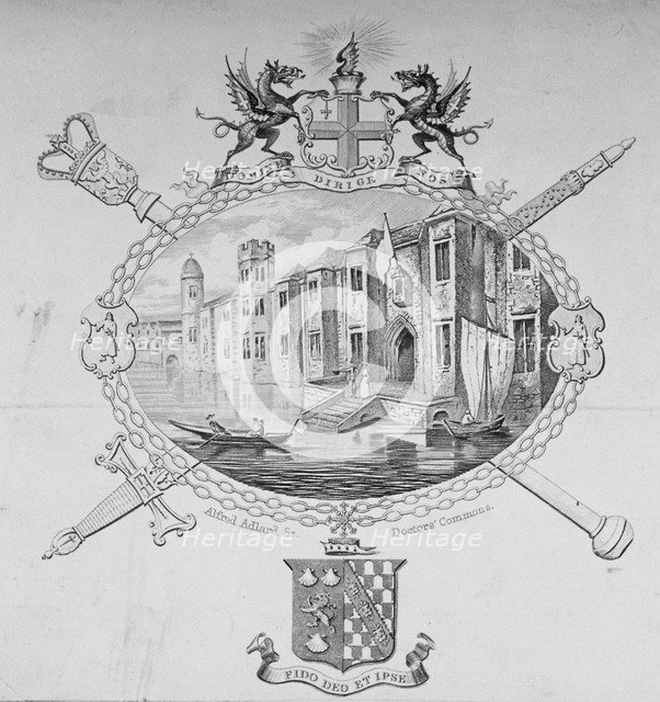 View of Barnard's Castle and boats on the River Thames, City of London, 1850. Artist: Anon