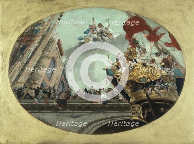 Sketch for the main staircase of the Hotel des Monnaies: the City of Paris receiving..., c1889-1891. Creator: Jean Joseph Weerts.