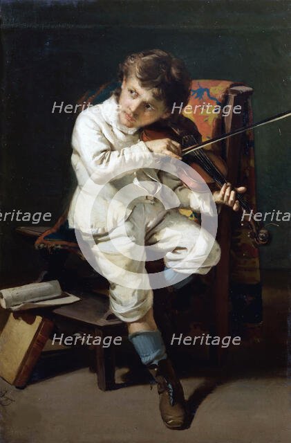 Niccolò Paganini as a boy playing the violin, 1881. Creator: Pezzotta, Giovanni (1838-1911).