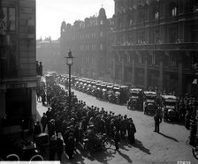Taxis outside the AA offices at Fanum House, Whitcomb Road, Westminster, London, 1914. Artist: Bedford Lemere and Company