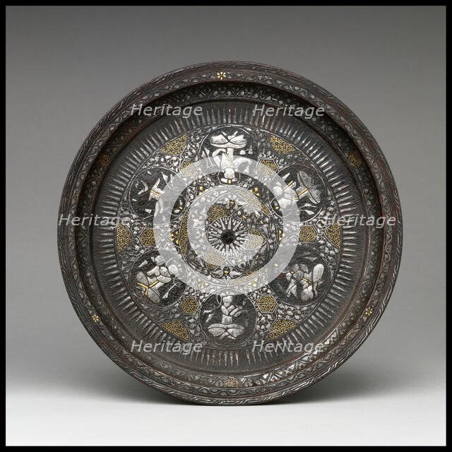 Tray with Sun Symbol, Egypt or Syria, 14th century. Creator: Unknown.