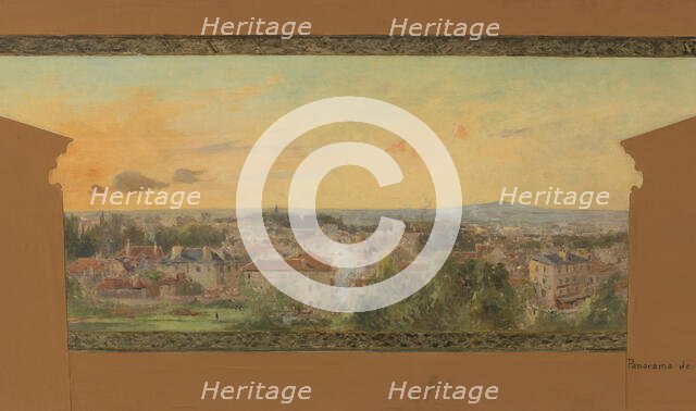 Sketch for the reception hall at the town hall of Vanves: Panorama of Vanves, 1902. Creator: Pierre Vauthier.