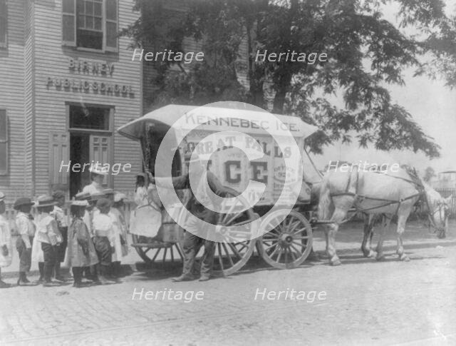 Kennebec Ice horse-drawn wagon parked in front of Birney Public School..., Washington, D.C., (1899?) Creator: Frances Benjamin Johnston.