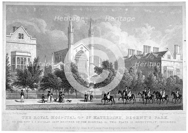 St Katherine's Hospital, Regent's Park, London, 1827. Artist: William Tombleson
