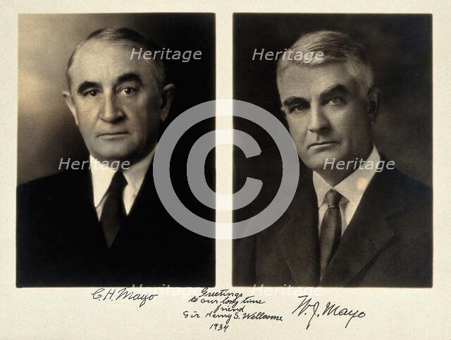 Charles Horace Mayo and William James Mayo. Photograph presented to Sir Henry Wellcome, 1934. Creator: Unknown.