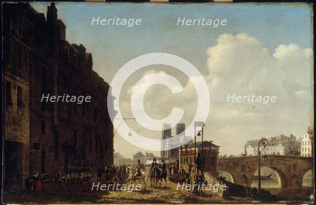 The emperor visiting the hall of wines and brandy. (Paris wine hall), 1811. Creator: Etienne Bouhot.