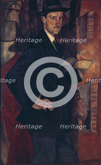 Portrait of the artist Mstislav Dobuzhinsky (1875-1957), 1917. Artist: Grigoriev, Boris Dmitryevich (1886-1939)