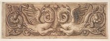 Design for a Frieze with Two Griffins, 1650-1700. Creator: Anon.