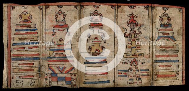 Tibetan paper charm consisting of five figures. Creator: Unknown.