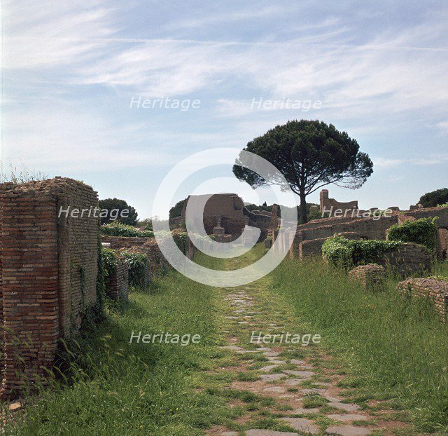 Street and buildings in the Roman town of Ostia, 2nd century. Artist: Unknown