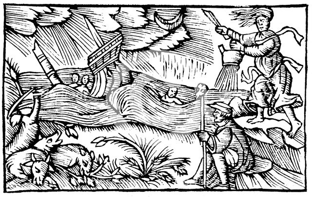 Witch raising a storm, 1562. Artist: Unknown