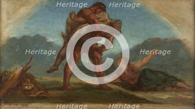 Esquisse pour le salon de la Paix de l'Hôtel de Ville de Paris : Hercule étouffant..., c.1852-1854. Creator: Pierre Andrieu.