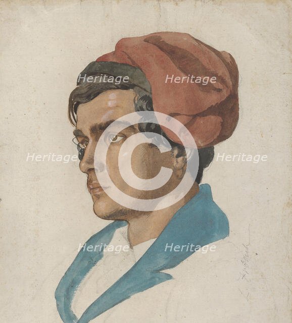 Head Study of a Fisherman from Capri, ca. 1849. Creator: Lorenz Frølich.