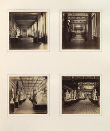 [Views of Greek Sculpture Court including Bust of Minerva], ca. 1859. Creator: Attributed to Philip Henry Delamotte.
