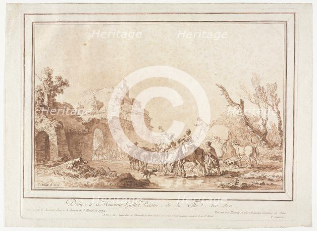 Before the Rampart of a Village, 1774. Creator: Jean François Janinet (French, 1752-1814).