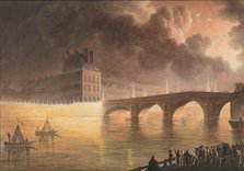 Fête pour la Paix Générale donnée à Paris le 18 Brumaire. Pont Royal, 1801-2. Creators: Francesco Piranesi, Jean François Sablet.